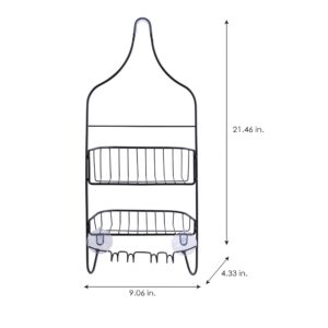 Bath Bliss Contour Shower Caddy | Dimensions: 9"x 4.3"x 21.5" | Hangs Over The Showerhead | Suction Cup Backing | All In One Caddy | Holds Shampoo | Conditioner | Lotion | Soap | Matte Black