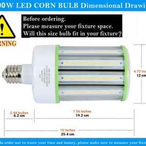 TJBB 2-Pack 100W Led Corn Cob Light Bulb, E39 Large Mogul Base led Bulb (250-400W MH/HPS Replace) Indoor Outdoor Lighting for Garage Warehouse High Bay Parking Lot Wall Pack