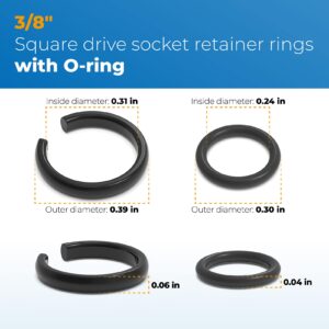 3/8" Impact Retaining Ring Fits Milwaukee 3/8 Impact Friction Ring Clip with O-Ring,Impact Hog Ring Replacement for Milwaukee Type Wrenches, Impact Wrench Tool Parts(12 Sets)