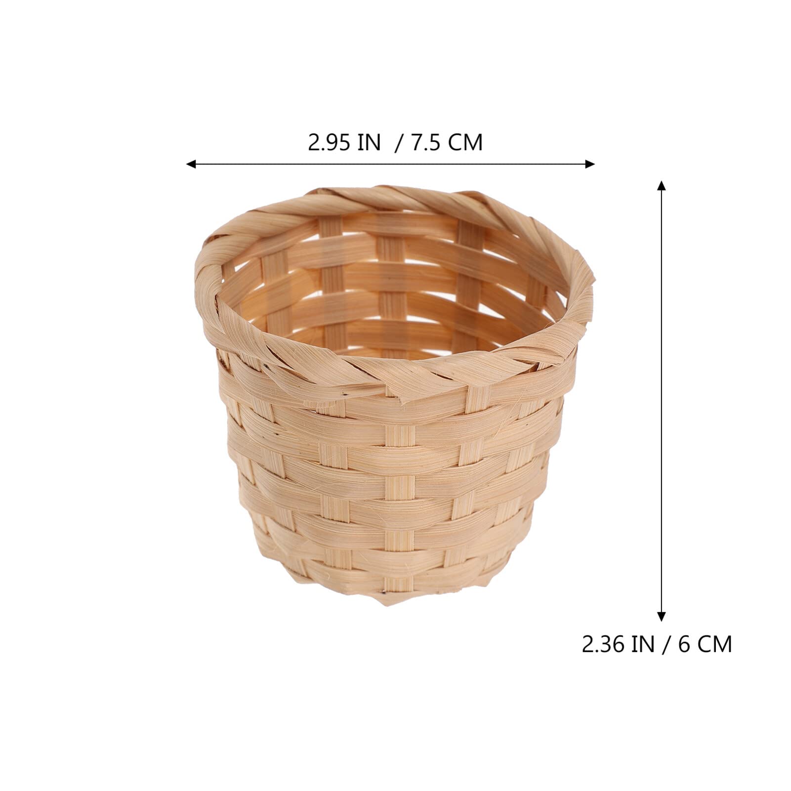 10pcs Small Basket Desktop Small Flower Pot Wicker Basket Woven Basket Succulent Planters Basket Pencil Holder Wicker Desk Organizer for Desktop Storage, 7.5x7.5x6cm