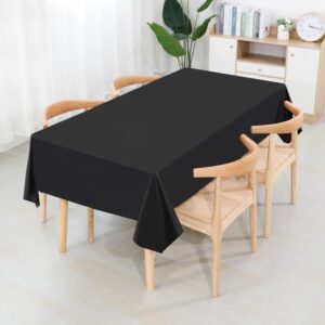 JHDZDHY 54 Inch X 100 Feet Plastic Table Cover Roll Disposable Tablecloth with Slide Cutter for All Type/Shape Tables | Picnic, Party, Banquet, Birthdays, Weddings (Black)