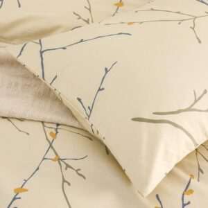 SLEEPBELLA Duvet Cover Full, 600 Thread Count Cotton Leaf Botanical Pattern Print Reversible Comforter Cover Set (Full, Teal Blue-Leaf)