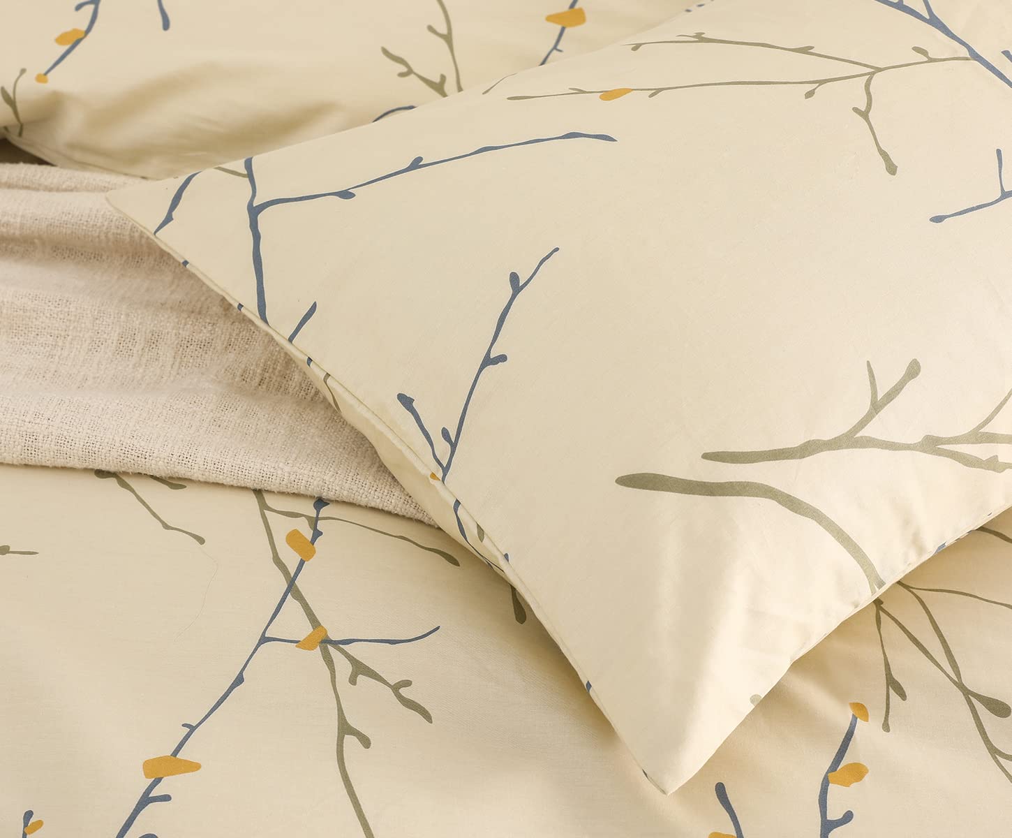 SLEEPBELLA Duvet Cover Full, 600 Thread Count Cotton Leaf Botanical Pattern Print Reversible Comforter Cover Set (Full, Teal Blue-Leaf)