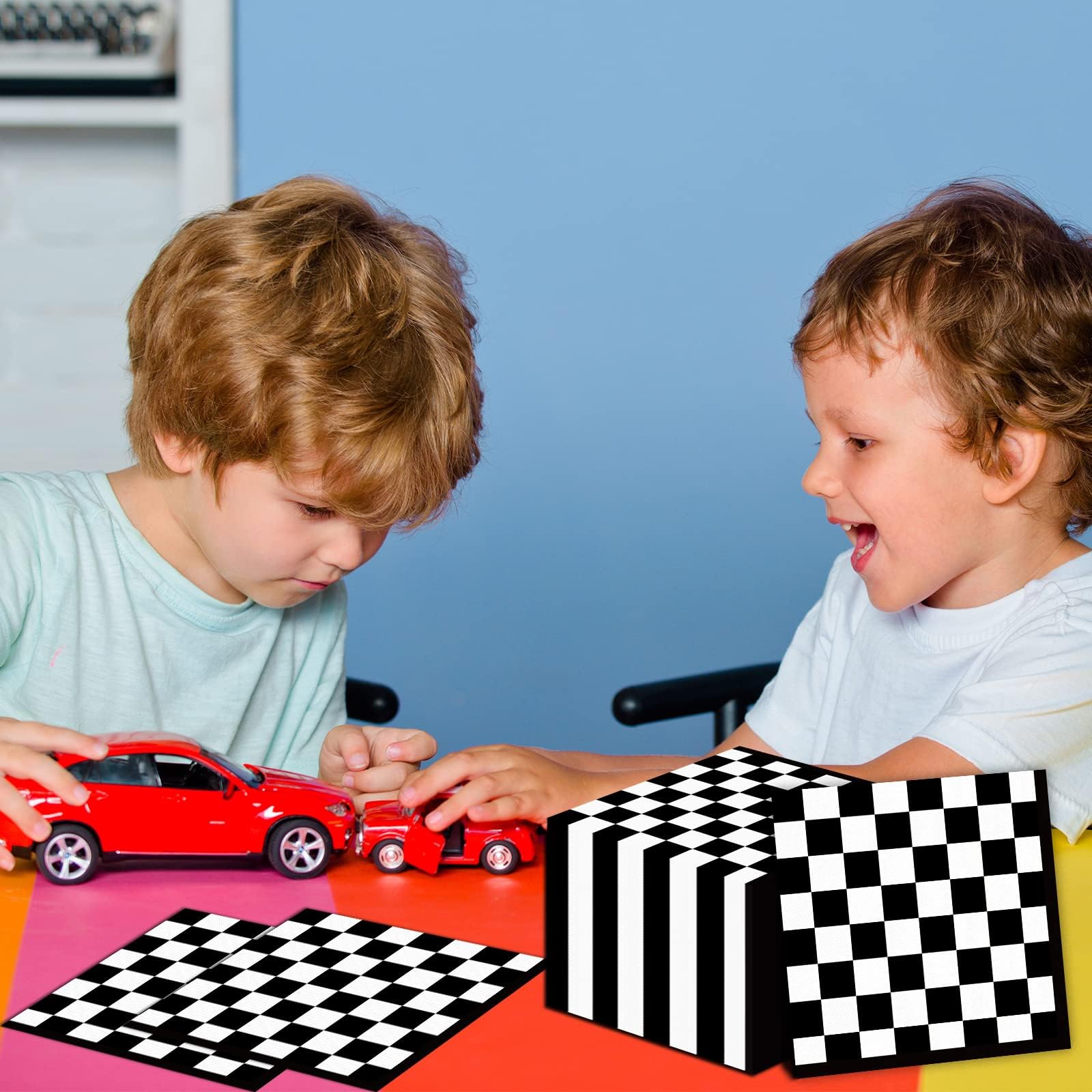 100 Pack Black and White Checkered Flag Party Napkins Disposable Race Car Birthday Party Supplies Racing Car Theme Party Paper Lunch Napkins for Baby Shower Kids Men Party Decorations Favors