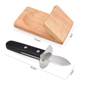 NEEDBUY Oyster Knife Shucker Set Oyster Shucking Knife with Wooden holder Oyster Shucking Clamp Seafood Tools