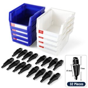 Pe&Hui Storage Organizer Bins,Wall Mount Storage Parts Rack,Stackable Shop Tool Bins for store Screws,Small Parts,Office Supplies and other Accessories (8Pack Blue&White) …