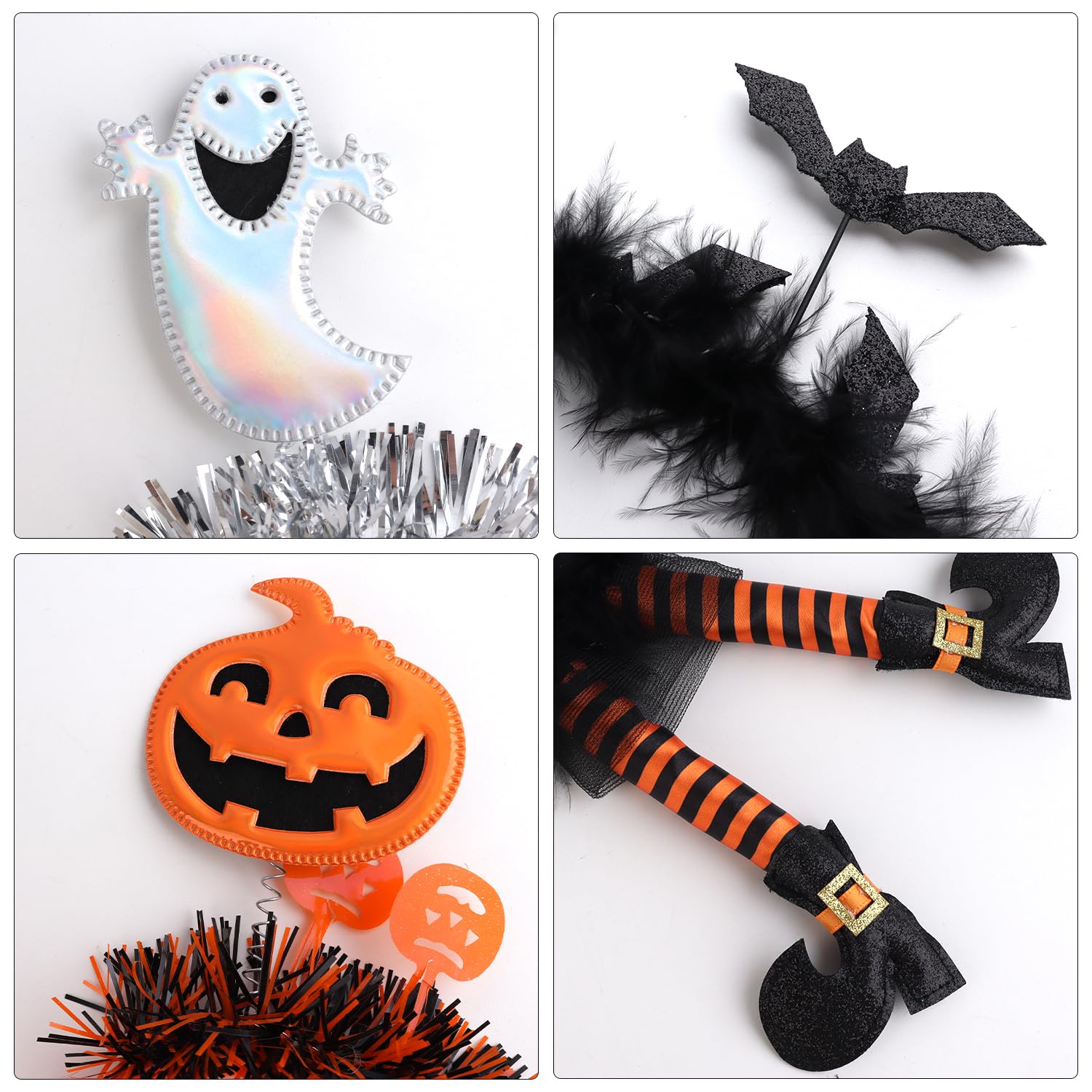 Crazy Night 4 Pack Halloween Headbands, Bat Spider Ghost Pumpkin Which Head Wears for Halloween Party Cosplay Decoration