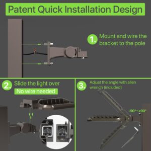 Glitgate 200W LED Parking Lot Light, 30000LM 5000K Dusk to Dawn Photocell Street Light,Adjustable Arm Mount IP65 Waterproof Commercial Area Security Light for Parking Lot, Street, Roadway