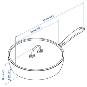 Ikea FINMAT sauté pan with lid, 25 cm, Copper/Stainless Steel