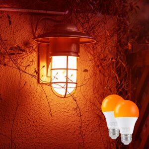 KINUR LED Amber Light Bulbs, A19 9W(60W Equivalent) 1800K E26 A19 Amber Soft Light Bulbs Warm Light Bulbs for Bedroom, Healthy Sleep, Baby Nursery Light, Turtle Friendly Light Bulbs 2 Pack