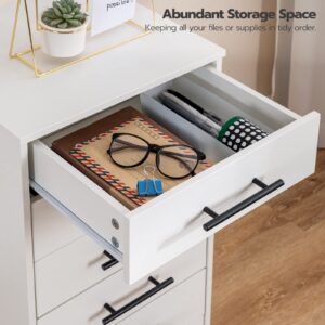 HOOBRO 7-Drawer Chest, File Cabinet, Wooden File Cabinet, Office Cabinet with Drawers, Storage Cabinet, for Home Office, Study, Easy Assembly, White WT07WJ01