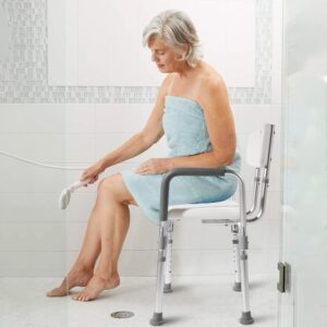 SIEPUNK Shower Chair for Inside Shower, 4 in 1 Shower Bath Chair for Elderly and Disabled, 300 Lbs Heavy Duty Shower Chair for Bathtub Accessories Bench Seat with Arms and Back