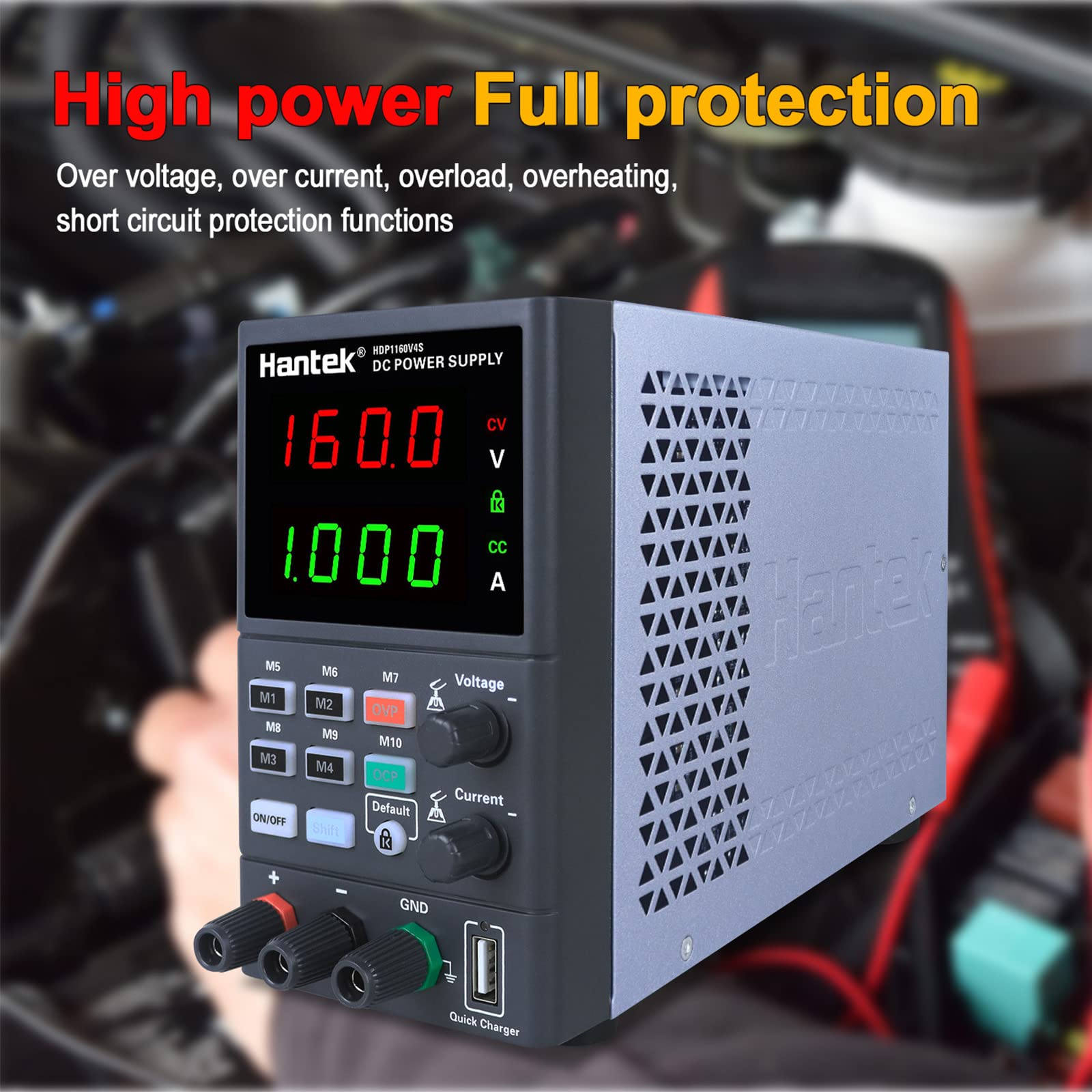 Hantek DC Power Supply Variable, Adjustable Switching Bench Power Supply(0-160V 0-4A) with 4-Digit LED Display Voltage and Current, Short Circuit Protection Functions, Accurate Encoder Adjustment Knob