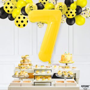 KatchOn, Giant Yellow Number 7 Balloon - 40 Inch | 7th Birthday Balloon for 7th Birthday Decorations | 7 Balloons for Birthday | Seven Balloon Number | 7 Year Old Balloon for 7 Year Decorations