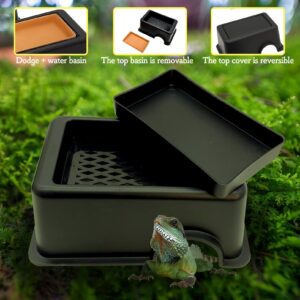 Tfwadmx 2Pcs Reptile Hide Box, Gecko Hideout and Cave with Water Supply for Lizards Snakes Leopard Gecko Spiders Frog