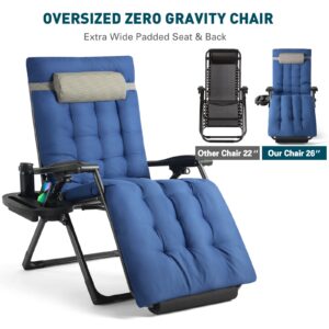 Artist hand Zero Gravity Chair, Oversize XL Outdoor Anti Gravity Chairs, Lawn Chaise, Patio Lounge Folding Adjustable Recliner with Detachable Soft Cushion, Adjustable Headrest, Foot Pad & Cup Holder