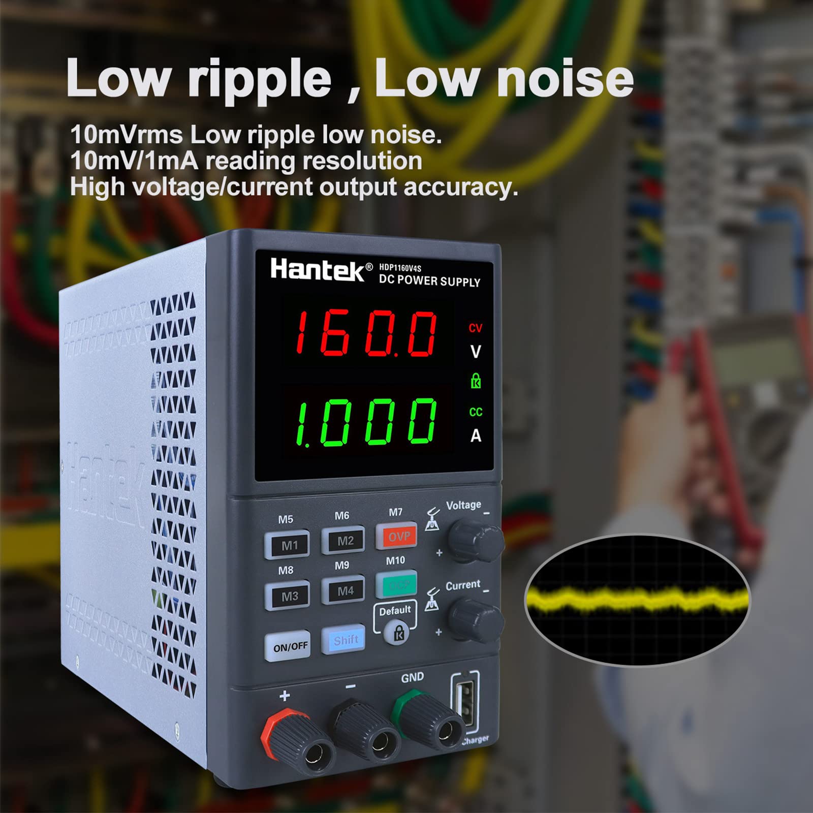 Hantek DC Power Supply Variable, Adjustable Switching Bench Power Supply(0-160V 0-4A) with 4-Digit LED Display Voltage and Current, Short Circuit Protection Functions, Accurate Encoder Adjustment Knob