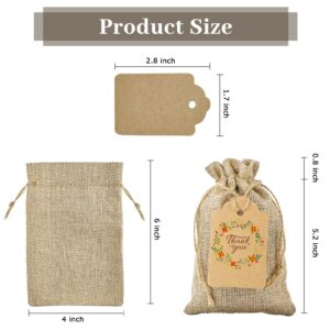 Jutieuo 25pcs Small Burlap Bags with Drawstring 4x6 Inch Reusable Premium Mini Gift Bag with Tag and String, Linen Sacks Bags for WeddingParty Favor Bags, Jewelry Pouches, Coffee, DIY Craft Bags