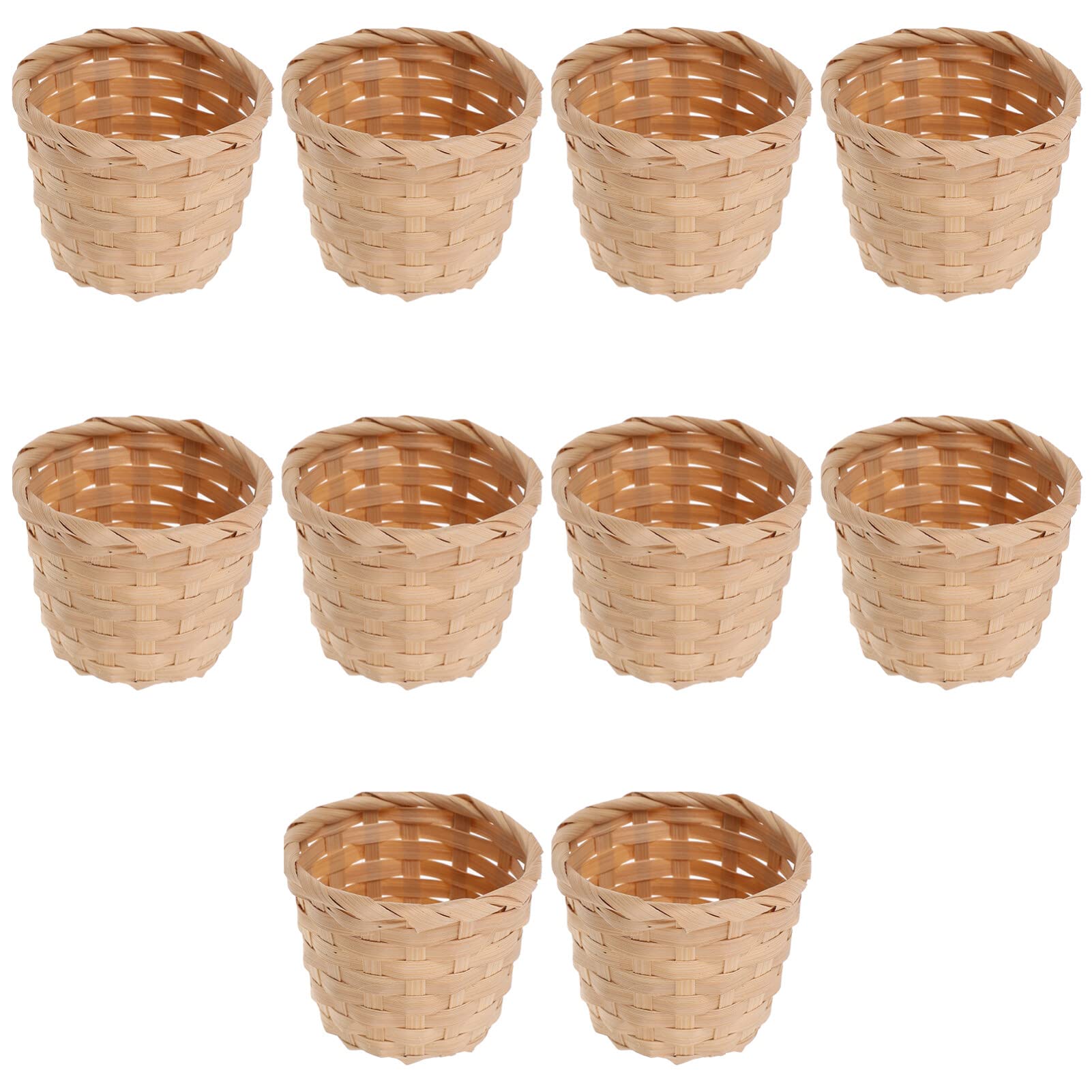 10pcs Small Basket Desktop Small Flower Pot Wicker Basket Woven Basket Succulent Planters Basket Pencil Holder Wicker Desk Organizer for Desktop Storage, 7.5x7.5x6cm