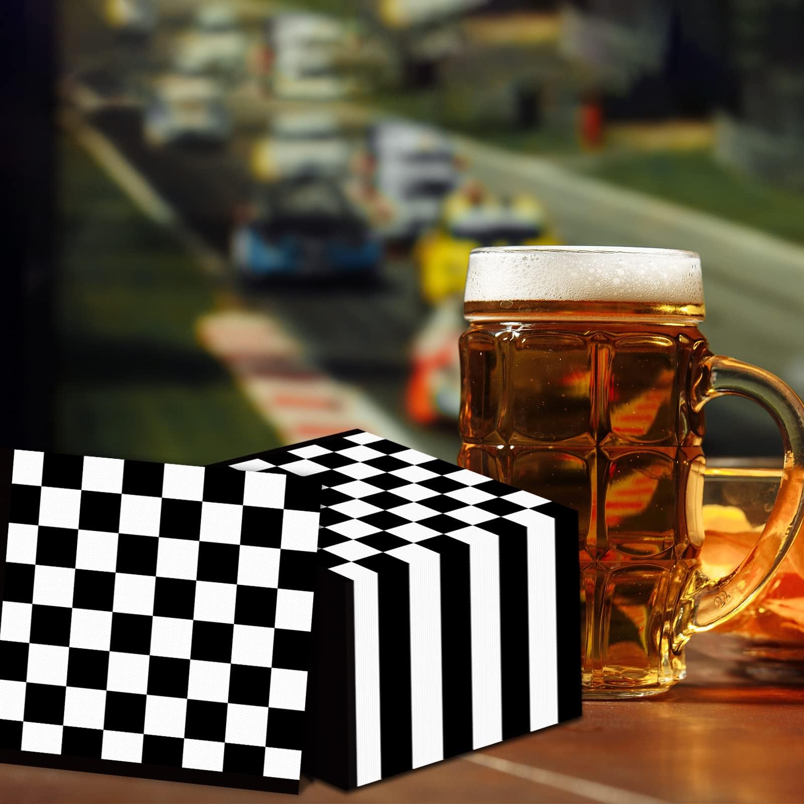 100 Pack Black and White Checkered Flag Party Napkins Disposable Race Car Birthday Party Supplies Racing Car Theme Party Paper Lunch Napkins for Baby Shower Kids Men Party Decorations Favors