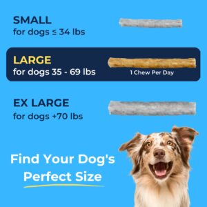 Tartar Shield Soft Rawhide Chews | Safe Dental Treats for Large Dogs | Vet VOHC Approved | Daily Bone Cleans Teeth & Gums Fresh Breath Oral Health Support | USA Made | (Large Dogs / 8 Count)