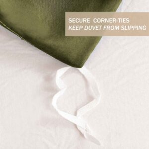 Nanko Green Cotton King Size Duvet Cover Set, Olive Green Luxury Soft Breathable Bedding Sets Comforter Quilt Covers with Zip Tie, Modern Farmhouse Bed Sets for Women Men Teen 3Pc 104x90 Avocado Green