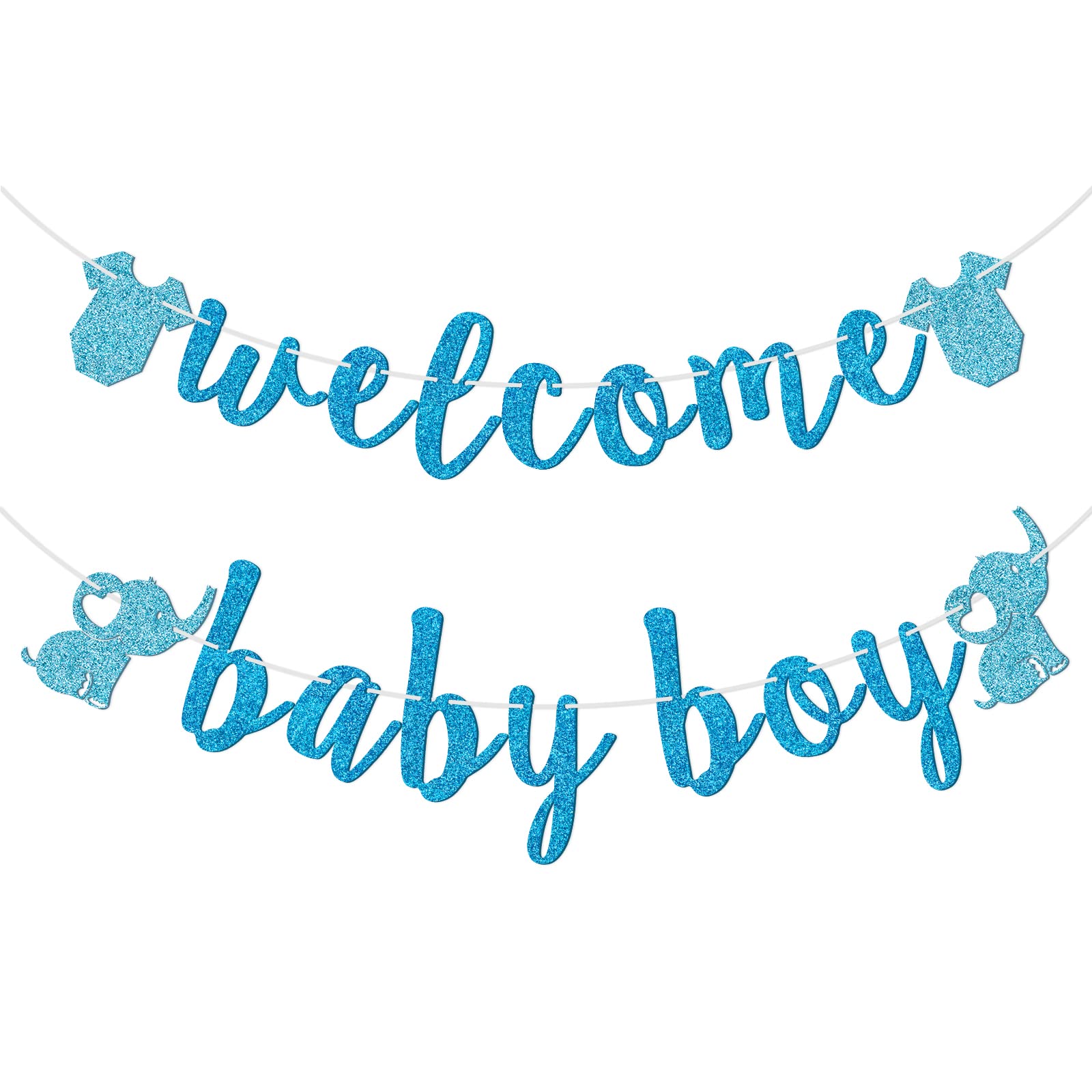 Welcome Baby Boy Banner, Pre-strung Baby Shower Banner, It's A Boy Decorations, Baby Boy Shower Decorations, Blue Glitter