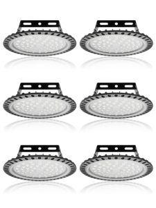 6 pack led high bay light|200w 20000lm ufo led high bay light|6500k daylight led shop light|ip65 waterproof led commercial warehouse area light|led garage light for garage gym factory warehouse