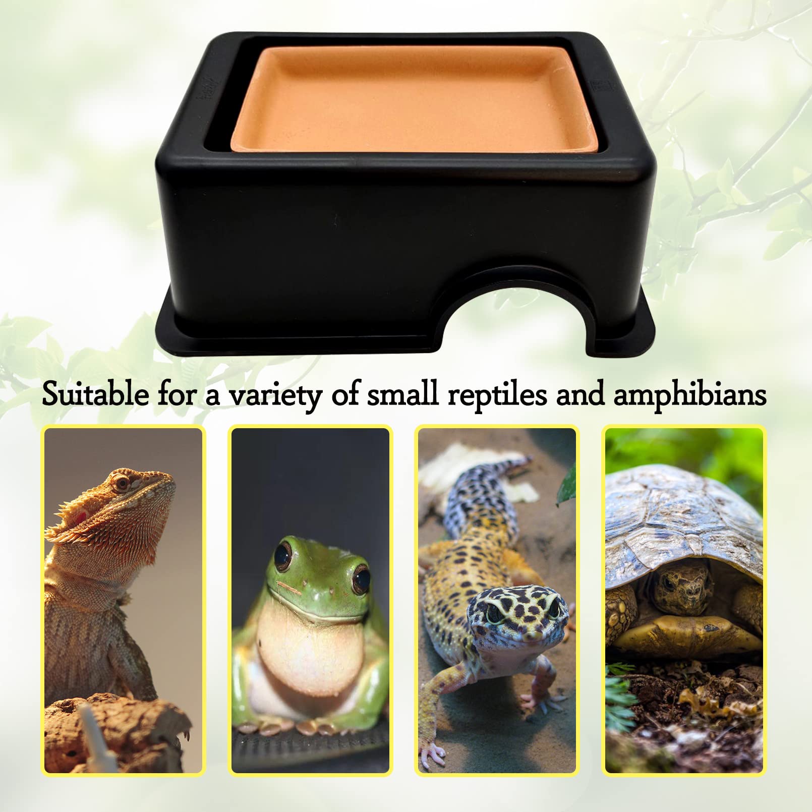 Tfwadmx 2Pcs Reptile Hide Box, Gecko Hideout and Cave with Water Supply for Lizards Snakes Leopard Gecko Spiders Frog