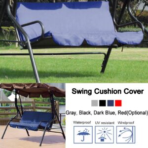 BORDSTRACT Patio Swing Cushion Cover Replacement, Protective Waterproof Cushion Cover for Outdoor 3 Seater Swing Chairs, for Courtyard, Garden Swing Chair (Blue)