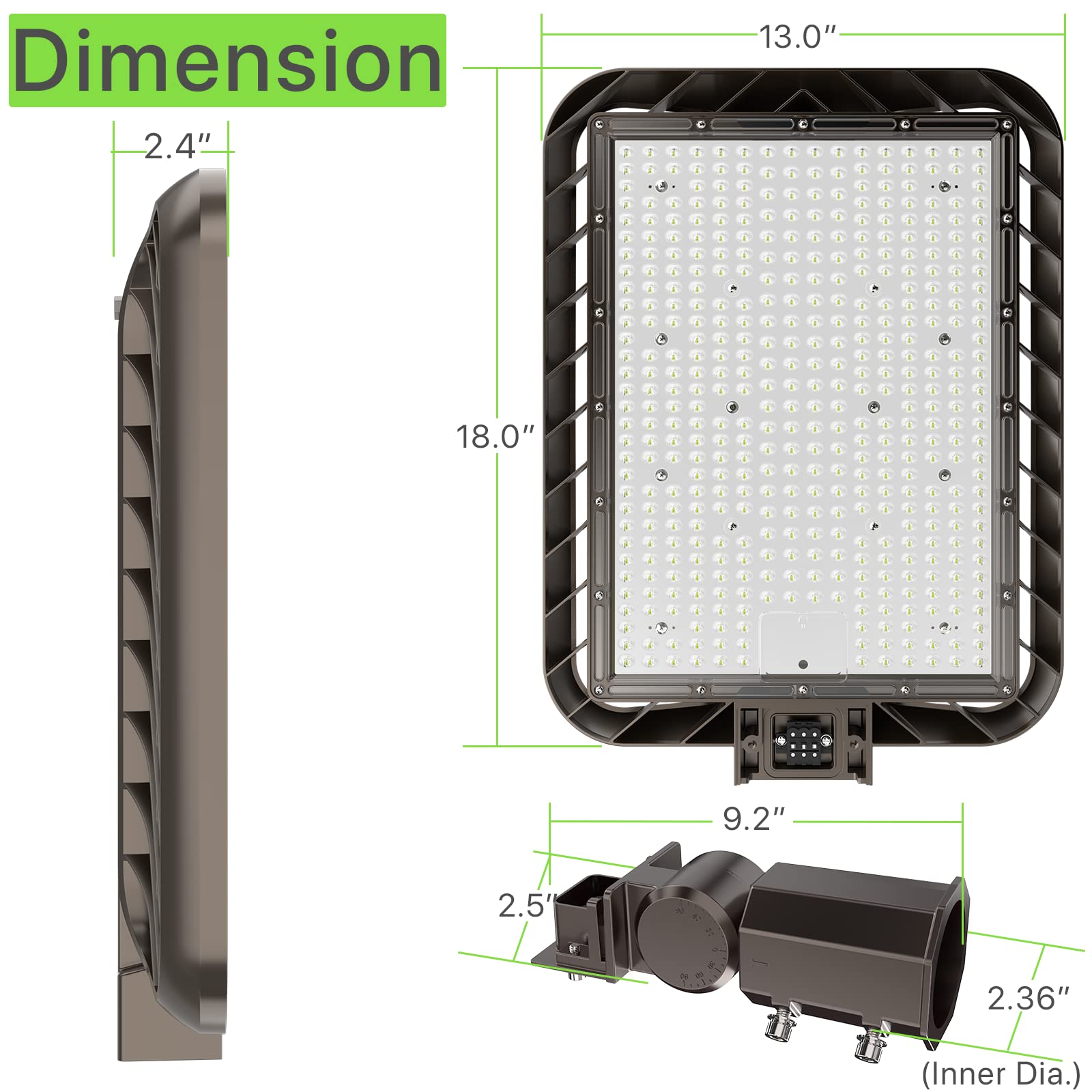 Glitgate 300W LED Parking Lot Lights, 45000LM 5000K Adjustable Slip Fitter Mount Street Lights with Dusk to Dawn Photocell, 100-277V IP65 Waterproof Commercial Area Lighting ETL Listed 2 Pack