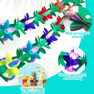 DomeStar 6 Packs Tropical Flower Garlands, Tissue Flower Banner Hibiscus Garland Hanging Party Decorations for Hawaiian Luau Party Beach Birthday Baby Shower Wedding