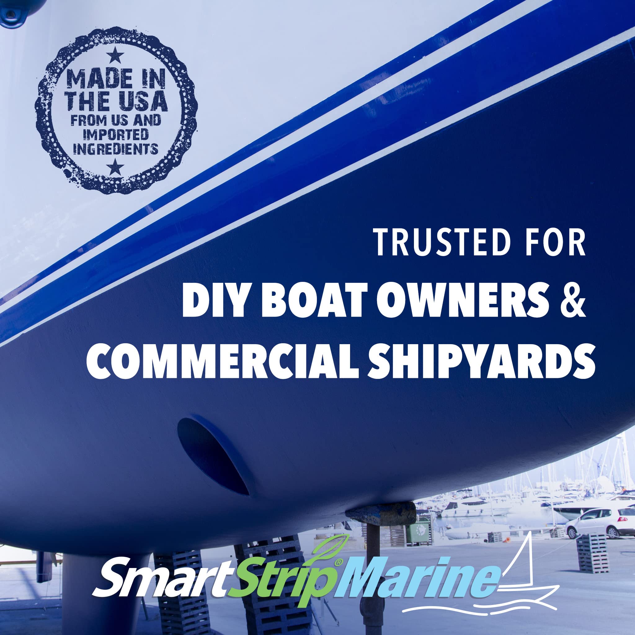 Smart Strip Marine Paint Remover - For Wood, Fiberglass, Metal, & Aluminum Boats & More - Strip Up to 15 Layers of Polyurethane & Acrylic Top & Bottom Marine Coatings - Works Inside & Out - 1/2 Gallon