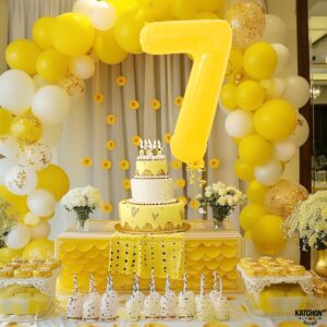 KatchOn, Giant Yellow Number 7 Balloon - 40 Inch | 7th Birthday Balloon for 7th Birthday Decorations | 7 Balloons for Birthday | Seven Balloon Number | 7 Year Old Balloon for 7 Year Decorations