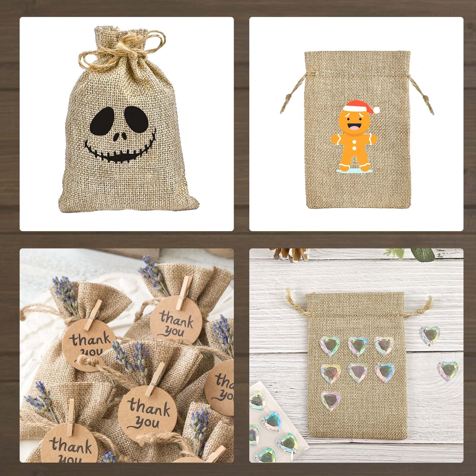 Jutieuo 25pcs Small Burlap Bags with Drawstring 4x6 Inch Reusable Premium Mini Gift Bag with Tag and String, Linen Sacks Bags for WeddingParty Favor Bags, Jewelry Pouches, Coffee, DIY Craft Bags