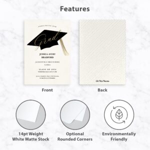 Let's Make Memories Personalized Parchment + Cap Graduation Card 5x7 Premium Quality (Custom Announcements & White Envelopes) - 15 ct