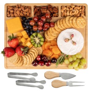 ImpiriLux Charcuterie Board Set | Large Bamboo Cheese Platter & Utensils | Ideal for Hosting, Catering, House Warming Gifts, Weddings, Couples, Moms