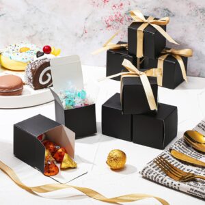 Jutom 100 Pcs Mini Favor Boxes Small Candy Boxes Paper Party Favor Boxes Gift Wrap Boxes with Ribbon for Christmas Thanksgiving Day Birthday Wedding Anniversary Supplies(2 x 2 x 2 Inch,Black)