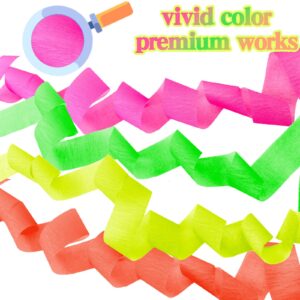 36 Rolls Glow in The Dark Streamers Party Streamer Crepe Paper Neon UV Reactive Fluorescent Neon Streamer Black Light Party Supplies and Decorations for Birthday Fiesta Glow Halloween Party