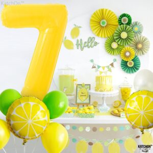 KatchOn, Giant Yellow Number 7 Balloon - 40 Inch | 7th Birthday Balloon for 7th Birthday Decorations | 7 Balloons for Birthday | Seven Balloon Number | 7 Year Old Balloon for 7 Year Decorations