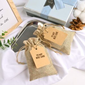 Jutieuo 25pcs Small Burlap Bags with Drawstring 4x6 Inch Reusable Premium Mini Gift Bag with Tag and String, Linen Sacks Bags for WeddingParty Favor Bags, Jewelry Pouches, Coffee, DIY Craft Bags