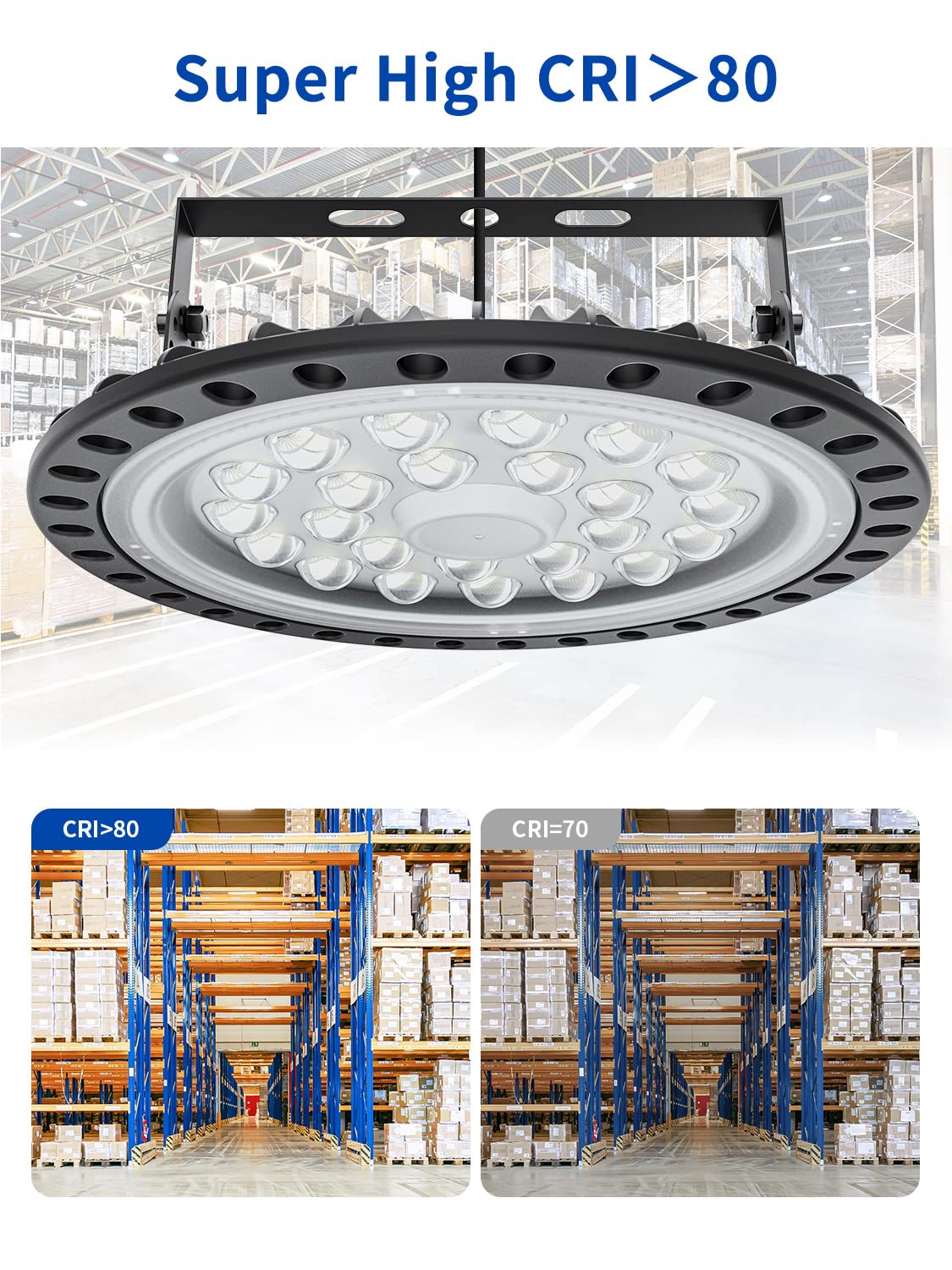 4 Pack LED High Bay Light|100W 10000LM UFO LED High Bay Light|6500K Daylight LED Shop Light|IP65 Waterproof LED Commercial Warehouse Area Light|LED Garage Light for Garage Gym Factory Warehouse