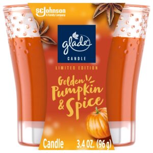 glade candle jar, air freshener, golden pumpkin & spice, limited edition scent, 3.4 oz