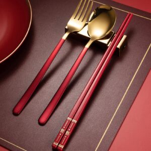 5 Pairs Chinese Chopsticks Reusable Fiberglass Dishwasher Safe, 9.6 inch/24.3cm Matte Non-Slip Family/ Hotel/ Restaurant Japanese Chop Sticks, Christmas&New Year Chopstick Gift, Traditional Red