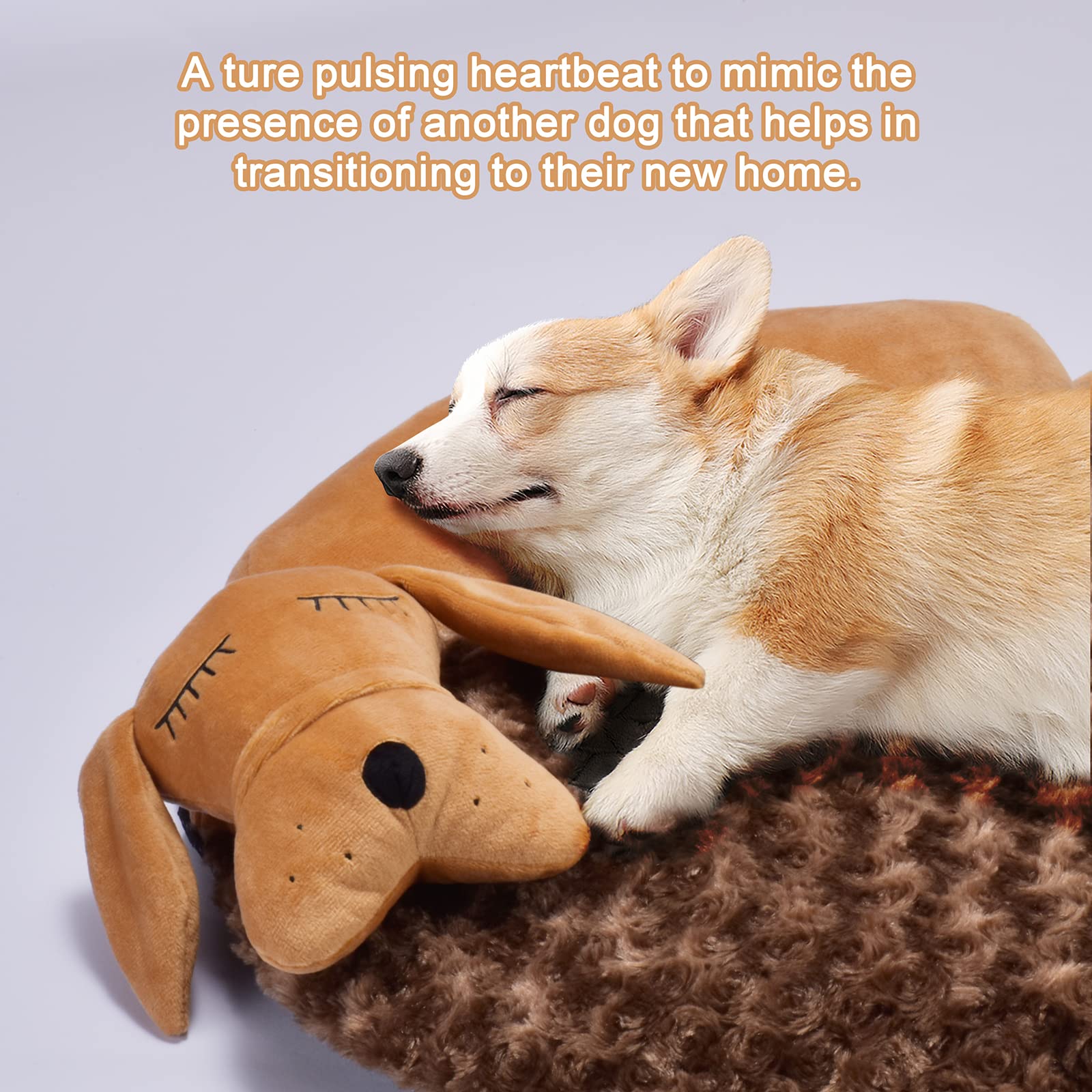 Moropaky Heartbeat Toy Puppy Heartbeat Stuffed Toy, Dog Heartbeat Toy for Pet Anxiety Relief, Calming Aid, Sleep Aid, Behavioral Aid, Crate Training