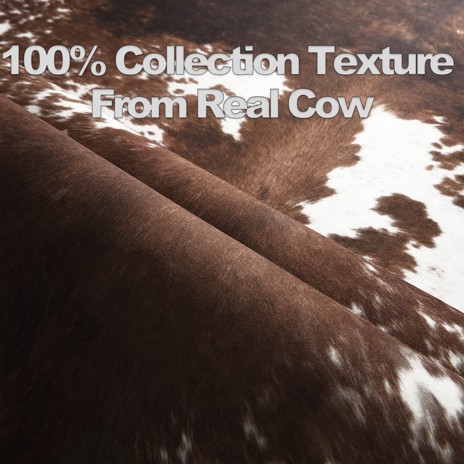 B BENRON Luxury Cowhide Rug Faux Cow Rug for Living Room 4.6x5.2ft Animal Rug Retro Cow Hide Rug Large Cow Print Rug Non Slip Area Rug Industry Style Western Rugs,Coffee