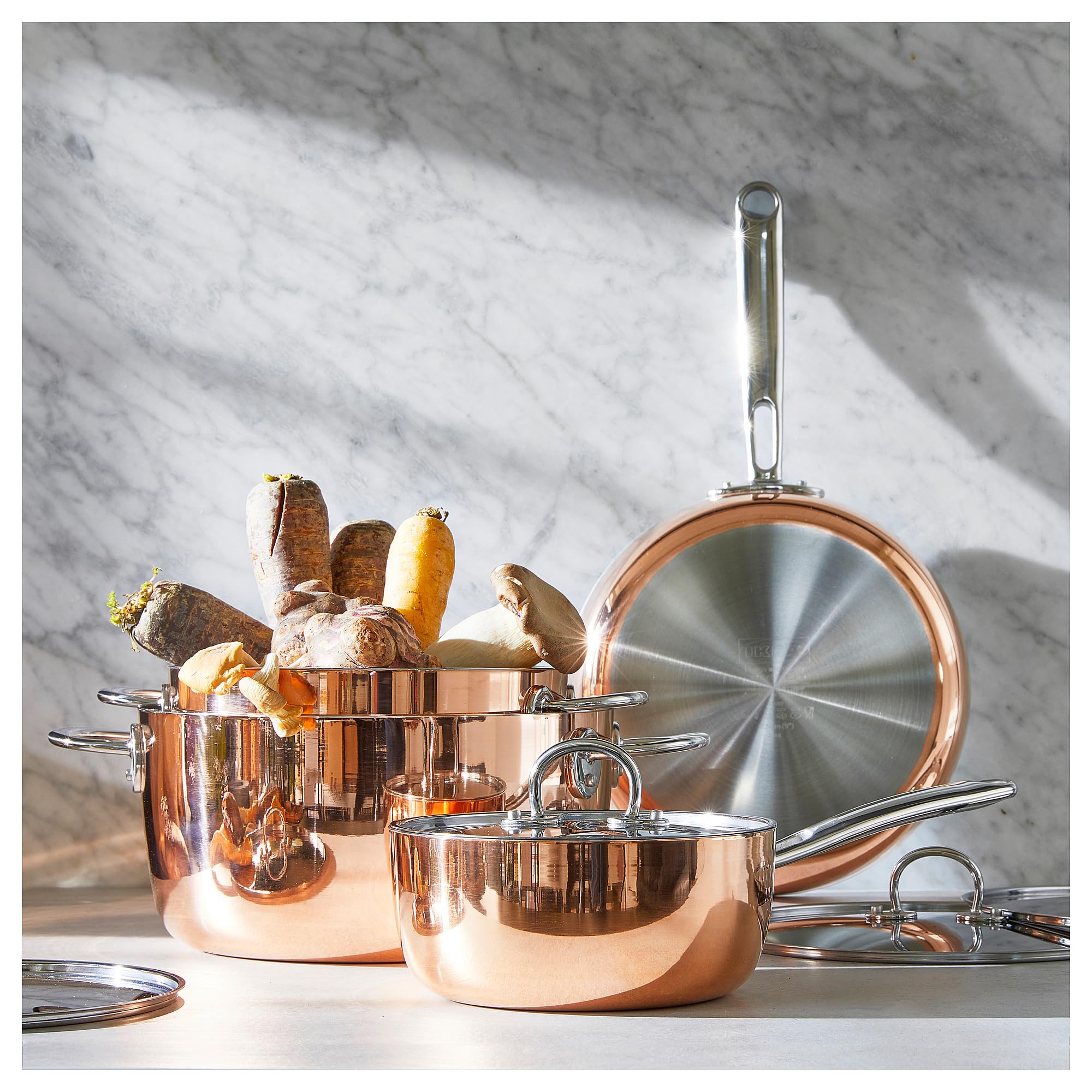 Ikea FINMAT sauté pan with lid, 25 cm, Copper/Stainless Steel