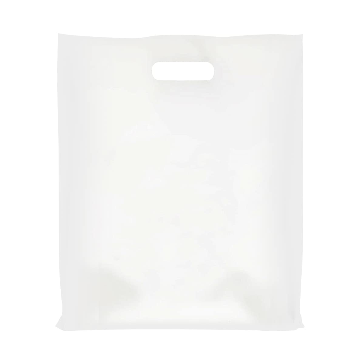 Purple Q Crafts Plastic Bag with Die Cut Handle Bag 15"x18" White Plastic Merchandise Bags 100 Pack for Retail, Gifts, Trade Show and More