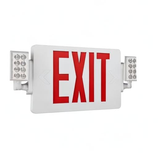 SPCETSUN 1 Pack Red Exit Sign with Emergency Lights,LED Emergency Exit Light with Battery Backup,UL Listed, AC 120/277V,Double Face Commercial Emergency Exit Light Combo for Business.