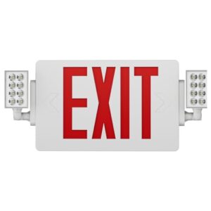 spcetsun 1 pack red exit sign with emergency lights,led emergency exit light with battery backup,ul listed, ac 120/277v,double face commercial emergency exit light combo for business.